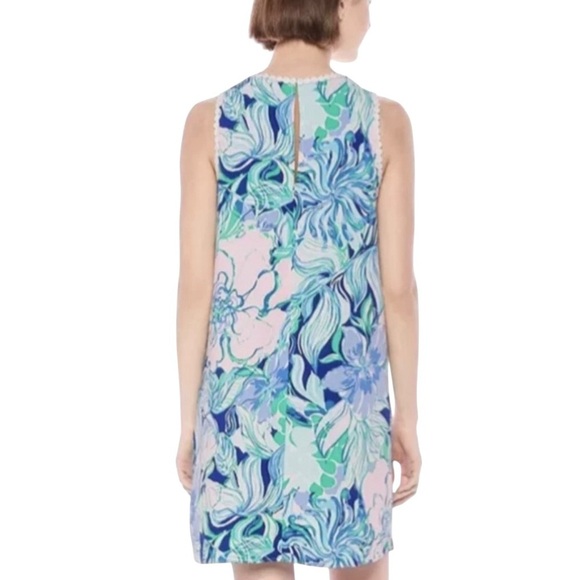 Lilly Pulitzer NWT Nala Soft Shift Dress Party Thyme Blue Floral Women’s 10 - Picture 2 of 12